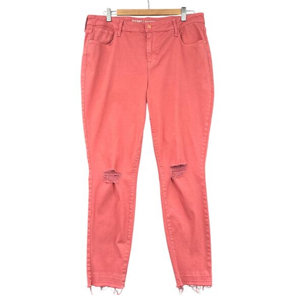 Old Navy Rockstar‎ Pink Distressed Frayed Hem Jeans Pants Womens Size 16 - Picture 1 of 7